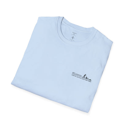 Minimal Custom Company T-Shirt — Small Chest Logo & Back Text