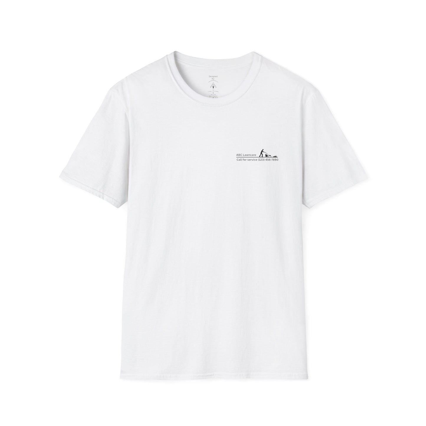 Minimal Custom Company T-Shirt — Small Chest Logo & Back Text