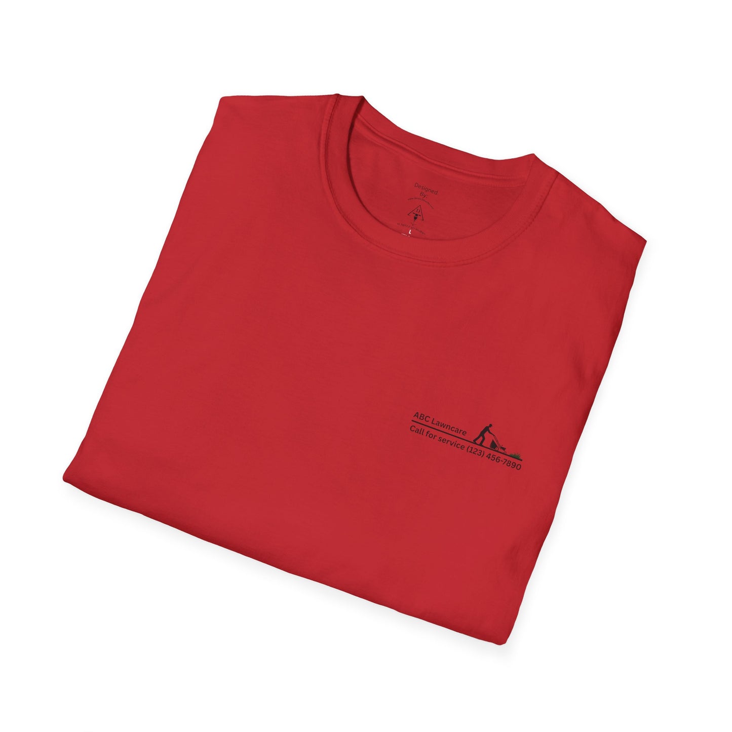 Minimal Custom Company T-Shirt — Small Chest Logo & Back Text
