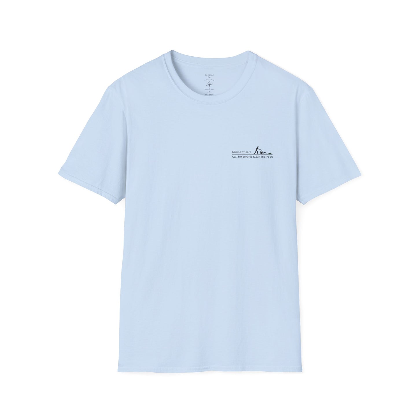 Minimal Custom Company T-Shirt — Small Chest Logo & Back Text