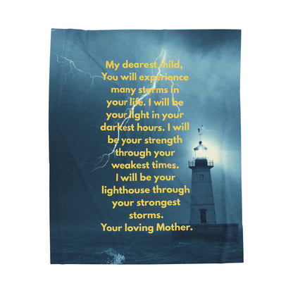Lighthouse Comfort Blanket — "I will be your lighthouse" Inspirational Mother's Message Velveteen Throw