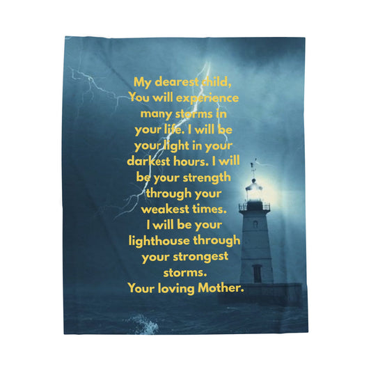 Lighthouse Comfort Blanket — "I will be your lighthouse" Inspirational Mother's Message Velveteen Throw