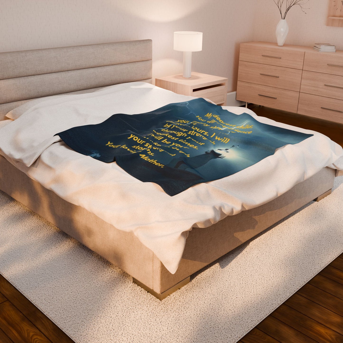 Lighthouse Comfort Blanket — "I will be your lighthouse" Inspirational Mother's Message Velveteen Throw