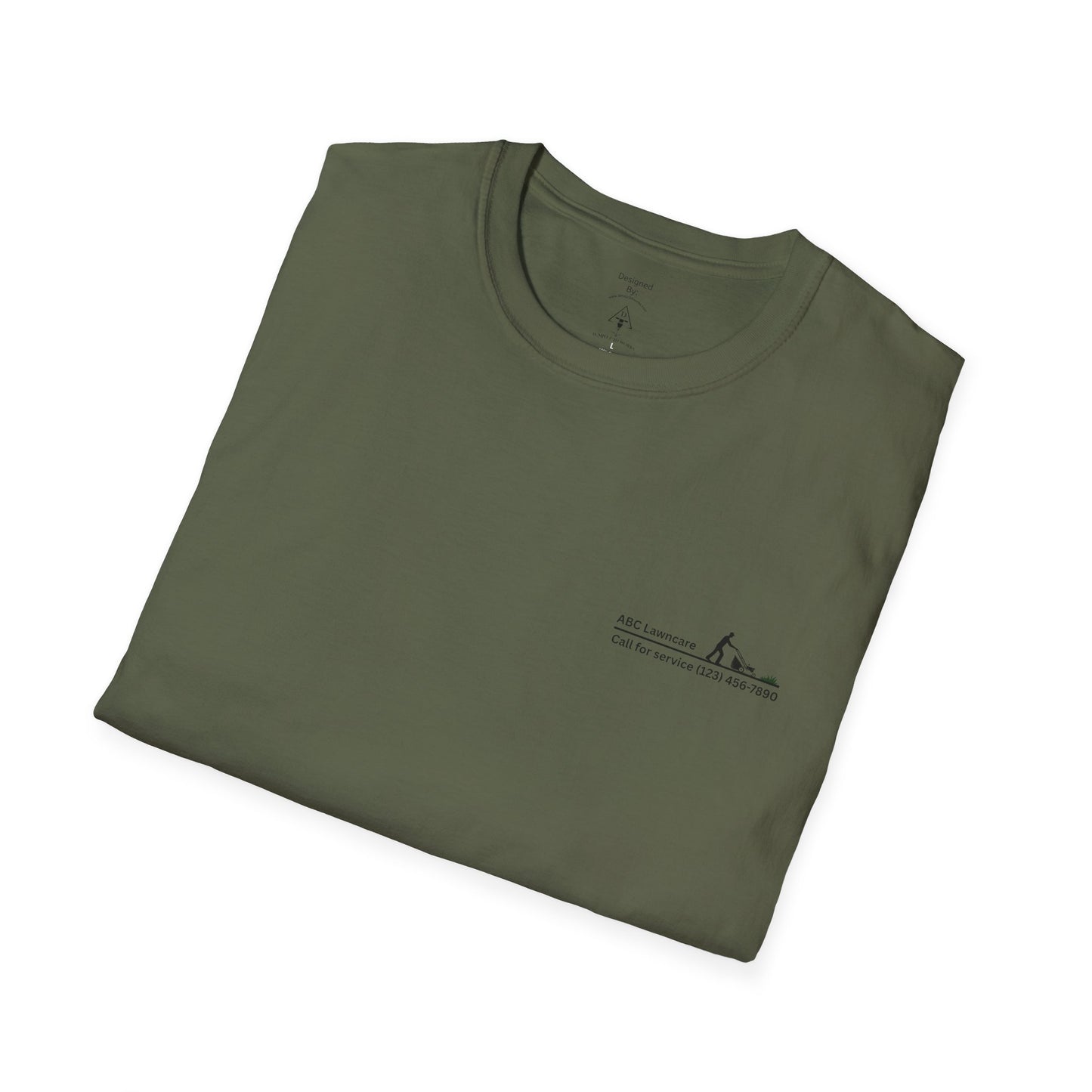 Minimal Custom Company T-Shirt — Small Chest Logo & Back Text