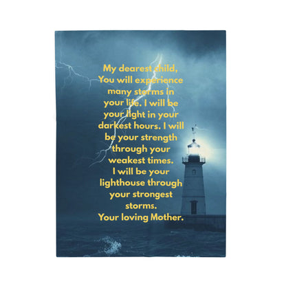 Lighthouse Comfort Blanket — "I will be your lighthouse" Inspirational Mother's Message Velveteen Throw