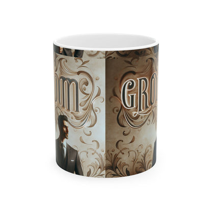 Groom Vintage Floral Ceramic Mug - Perfect Wedding Gift
