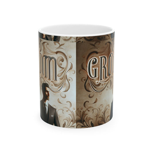 Groom Vintage Floral Ceramic Mug - Perfect Wedding Gift