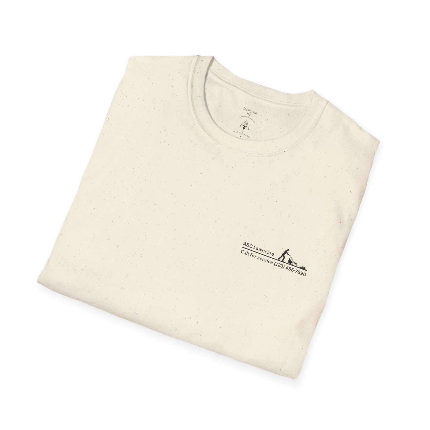 Minimal Custom Company T-Shirt — Small Chest Logo & Back Text