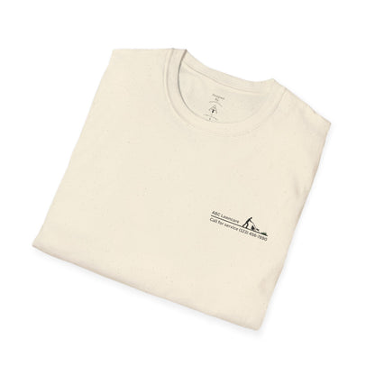 Minimal Custom Company T-Shirt — Small Chest Logo & Back Text