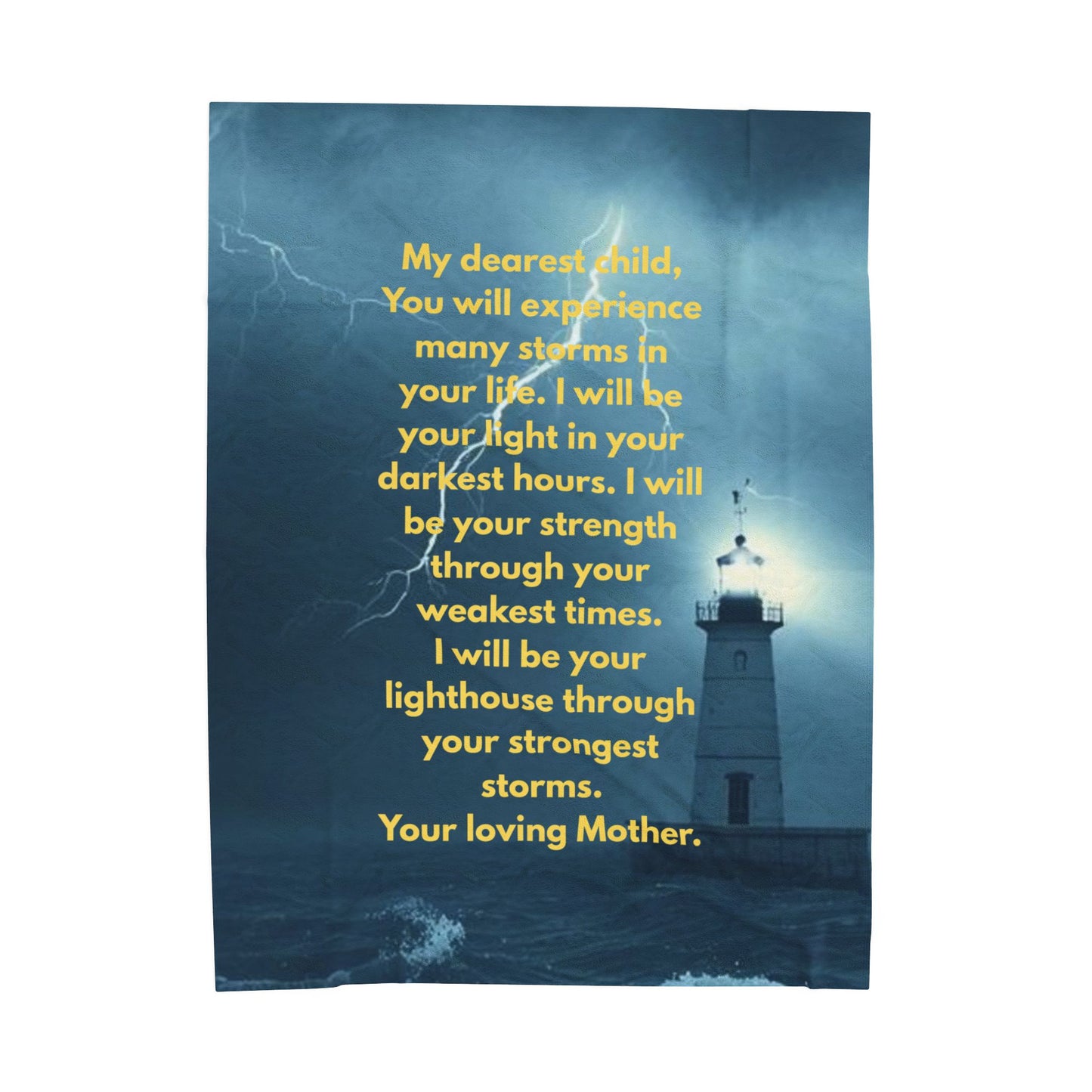 Lighthouse Comfort Blanket — "I will be your lighthouse" Inspirational Mother's Message Velveteen Throw