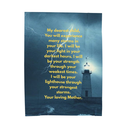 Lighthouse Comfort Blanket — "I will be your lighthouse" Inspirational Mother's Message Velveteen Throw