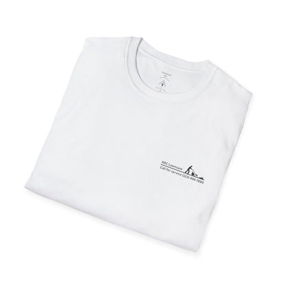 Minimal Custom Company T-Shirt — Small Chest Logo & Back Text
