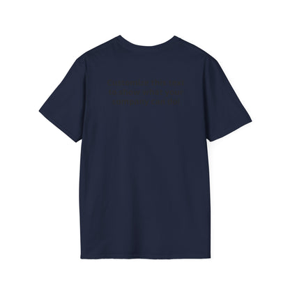 Minimal Custom Company T-Shirt — Small Chest Logo & Back Text