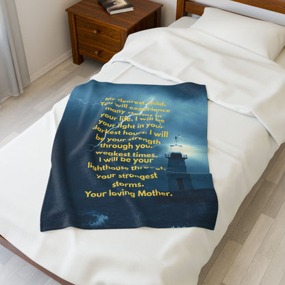 Lighthouse Comfort Blanket — "I will be your lighthouse" Inspirational Mother's Message Velveteen Throw