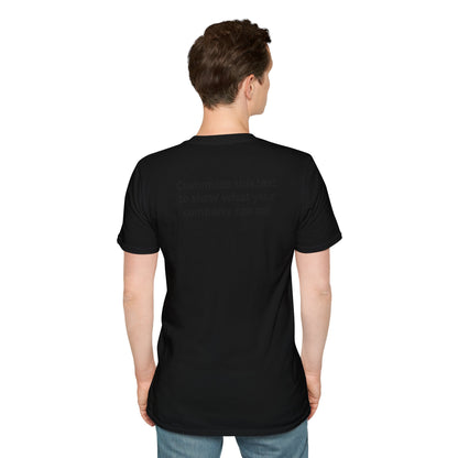 Minimal Custom Company T-Shirt — Small Chest Logo & Back Text