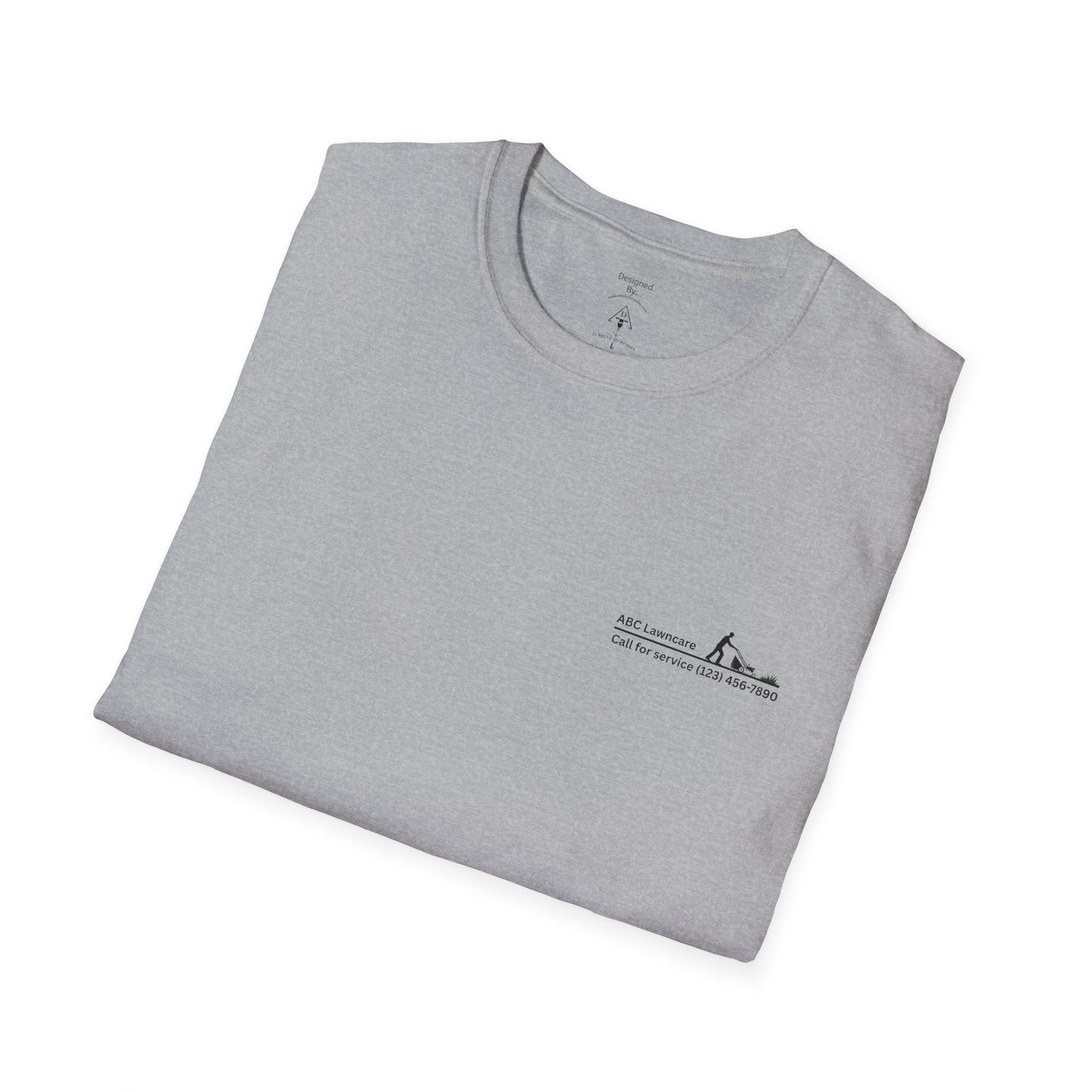 Minimal Custom Company T-Shirt — Small Chest Logo & Back Text