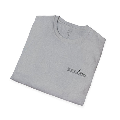 Minimal Custom Company T-Shirt — Small Chest Logo & Back Text