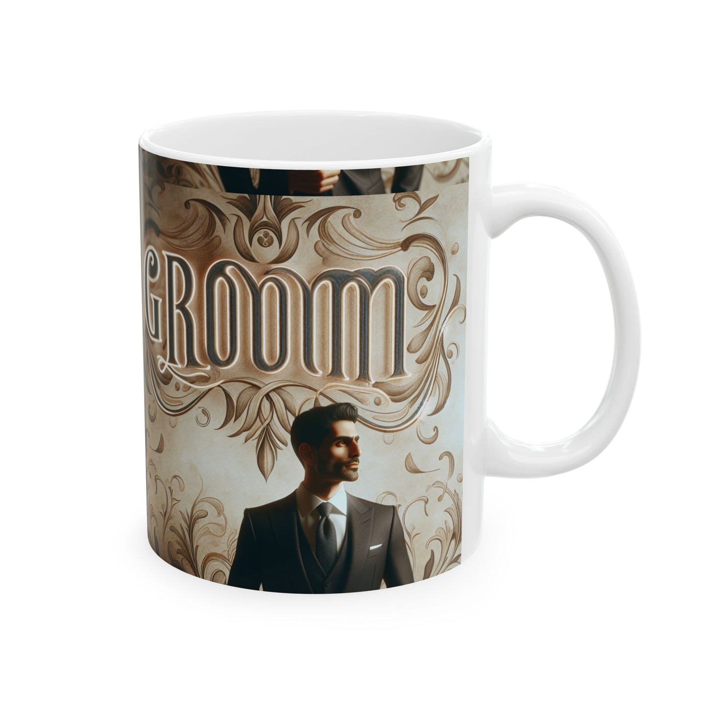 Groom Vintage Floral Ceramic Mug - Perfect Wedding Gift
