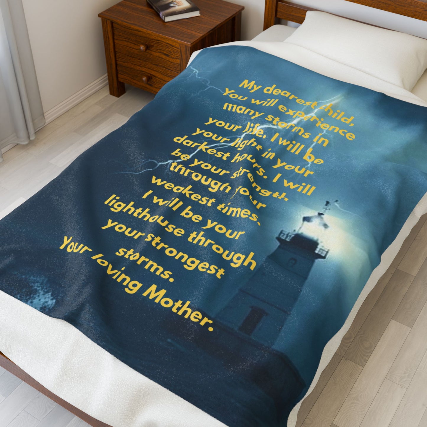 Lighthouse Comfort Blanket — "I will be your lighthouse" Inspirational Mother's Message Velveteen Throw